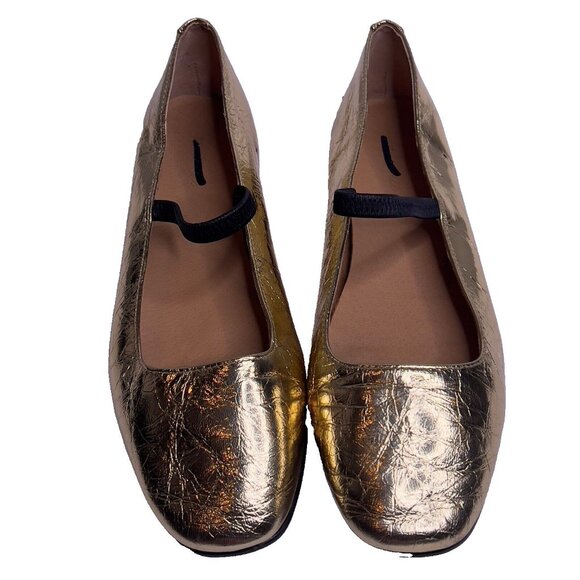 Madewell $98 The Greta Ballet Flat Metallic Gold Size 7 NR847 - Picture 2 of 12